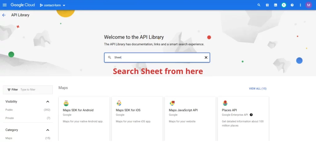 Search Google Spread Sheet API