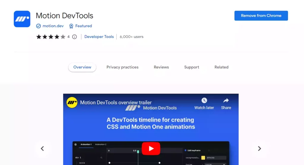 Motion DevTools Chrome Extension