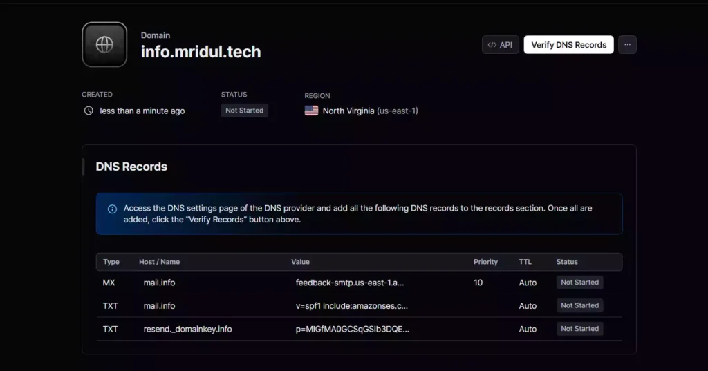 Verify your Domain via DNS